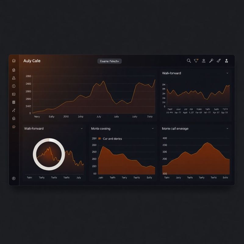 Backtest dashboard showing equity curve and Monte Carlo envelope