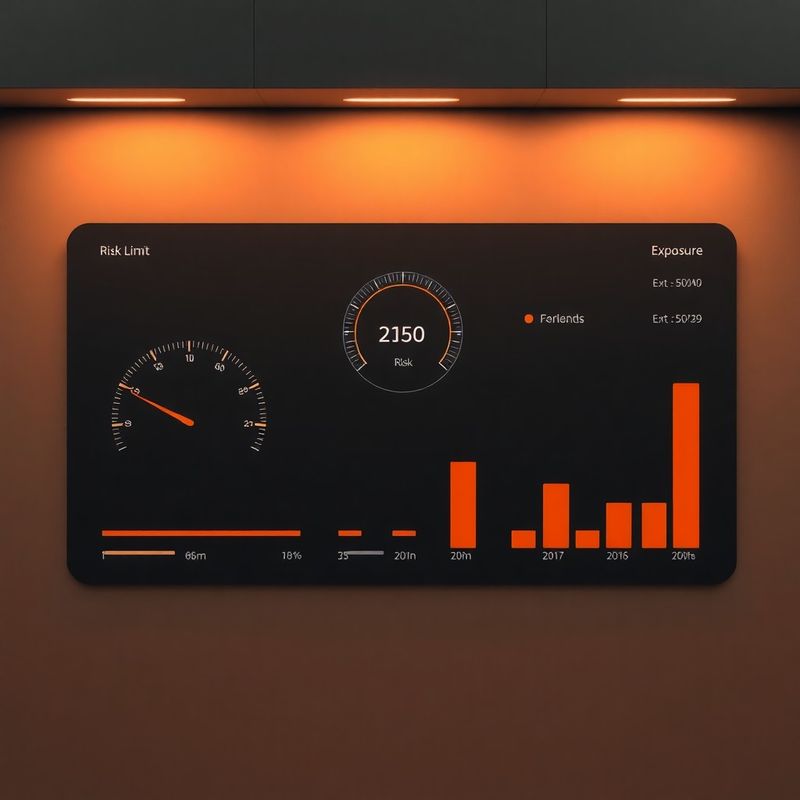 Risk limit gauges, daily loss ceiling indicator, and exposure bars
